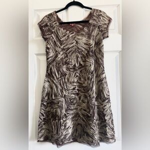 Chan Luu Textured Mini Dress in Brown and Cream